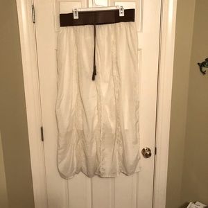 Cream Skirt Brown Elastic Waist